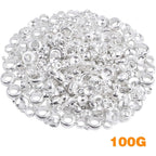 100 Gram 4 Styles Bail Tube Beads Alloy Bail Beads Connectors Spacer Bead Hanger Links Charms for DIY European Bracelet Jewelry Making Supplies, Bright Silver