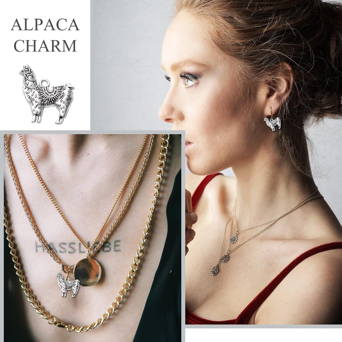 50pcs Antique Silver Alpaca Charms Llama Pendants Tibetan Alloy Animal Llama Charms Vintage Dangle Pendants Jewelry Making Accessory for DIY Crafts Bracelets Necklaces