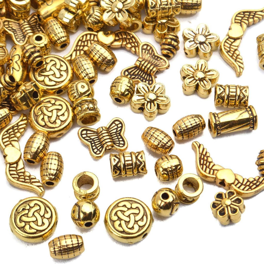 200g (About 400-500pcs) Tibetan Alloy Spacer Beads Flower Bead Caps Bail Beads Rondelle Beads for Jewelry Making DIY Bracelet Necklace Crafts