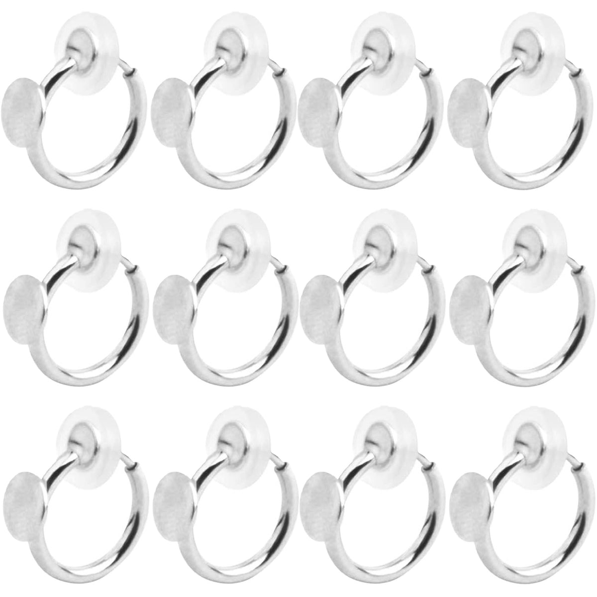 12pcs 2 Colors Clip-on Earring Converters Brass Earring Clips Components with 6 mm Flat Round Pad and 12pcs Clear Earring Cushions for Non-Pierced Ears DIY Jewelry Making Supplies