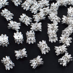 60PCS Double Flower Beads Caps with Rhinestone Petal Brass Bead Spacer Flower Caps Jewelry Making Accessories for Bracelet Necklace Earring