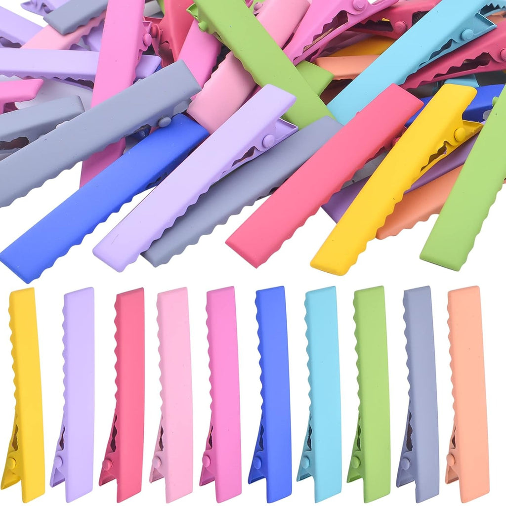 50pcs 10 Colors Alligator Hair Clips Metal Duck Bill Hairclips Single Prong Non-slip Hair Barrette Sectioning Hairpins for Women Salon Styling DIY Accessories