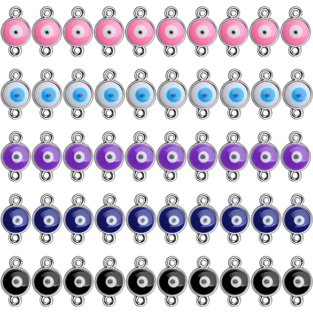 50pcs Evil Eye Connectors Pendants Bracelet Connector Bead Charms for Bracelet Necklace Crafts DIY