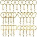 BronaGrand Keyring with Chain,30Pcs Gold Key Ring Bulk Split Keyring Blanks with Link Chain Open Jump Rings and Screw Eye Pins for DIY Art Craft Jewellery Making