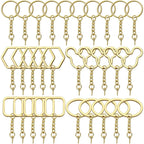 BronaGrand Keyring with Chain,30Pcs Gold Key Ring Bulk Split Keyring Blanks with Link Chain Open Jump Rings and Screw Eye Pins for DIY Art Craft Jewellery Making