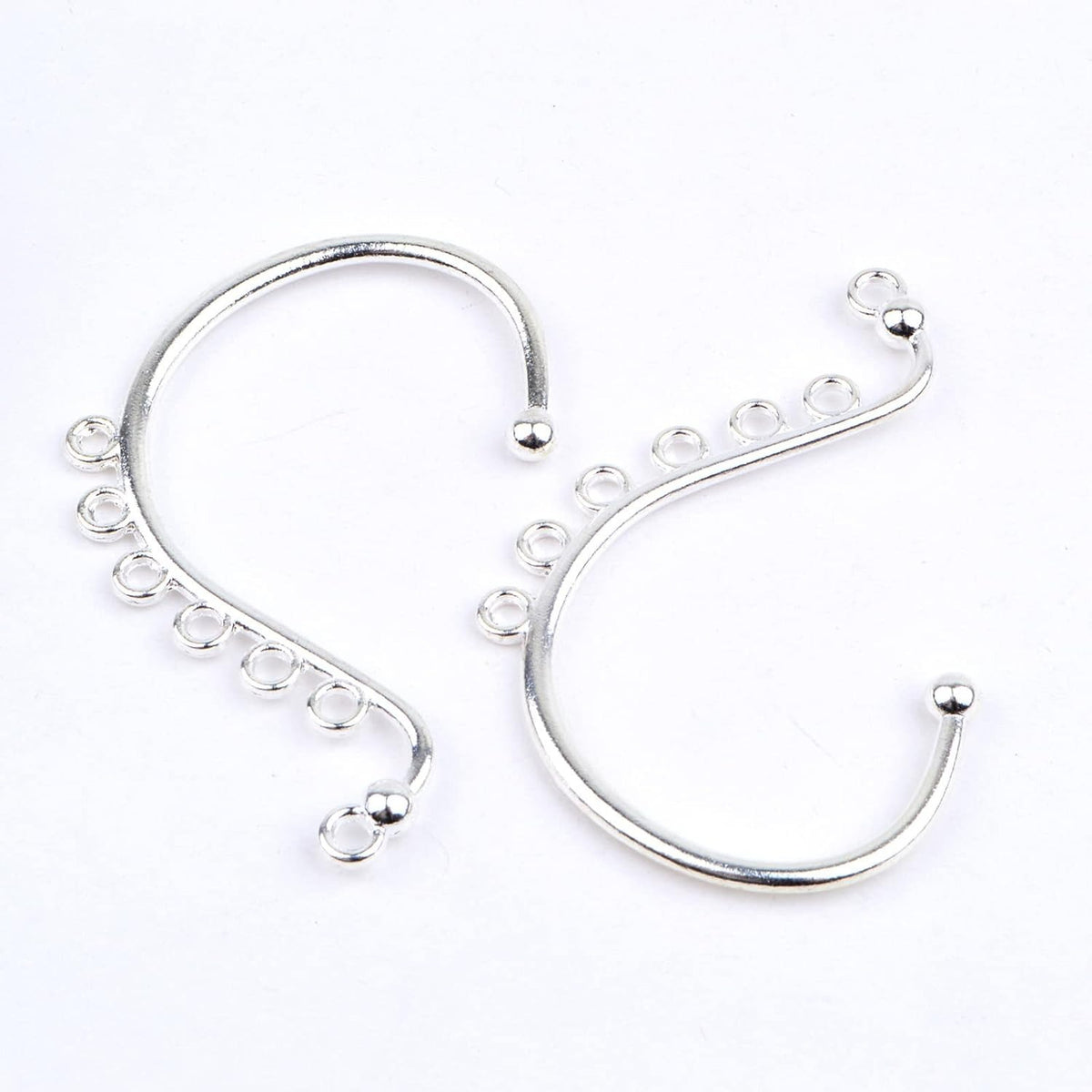 20pcs Silver Ear Cuffs Wrap 7 Holes Earring Hooks Non Pierced Around Ear Wraps Ear Cuff Tassel Drop Earrings Components for DIY Earrings Jewelry Making Decoration