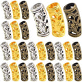 60pcs Tibetan Hollow Column Spacer Beads Alloy Large Hole Long Curved Tube Slide Loose Beads for DIY European Charms Jewelry Making Findings, 3 Colors, Hole: 5 mm