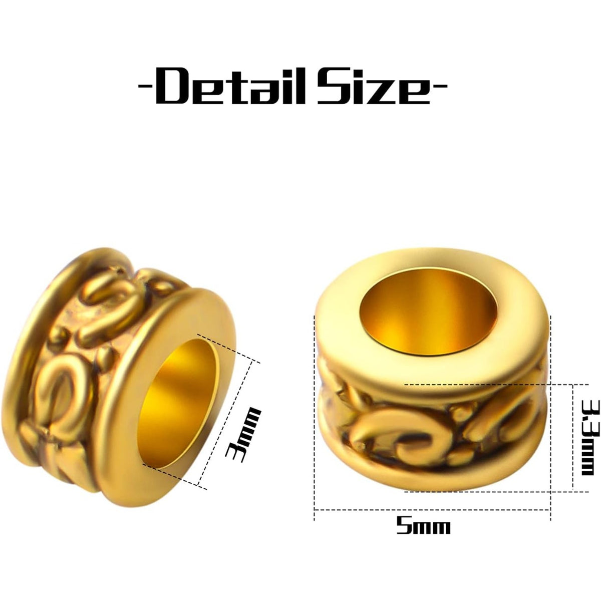 100pcs Alloy Tube Beads Spacers Tibetan Column Spacer Bead Rondelle Loose Beads Jewelry Spacer Charms for Bracelet Necklace Jewelry Making Crafts Supplies