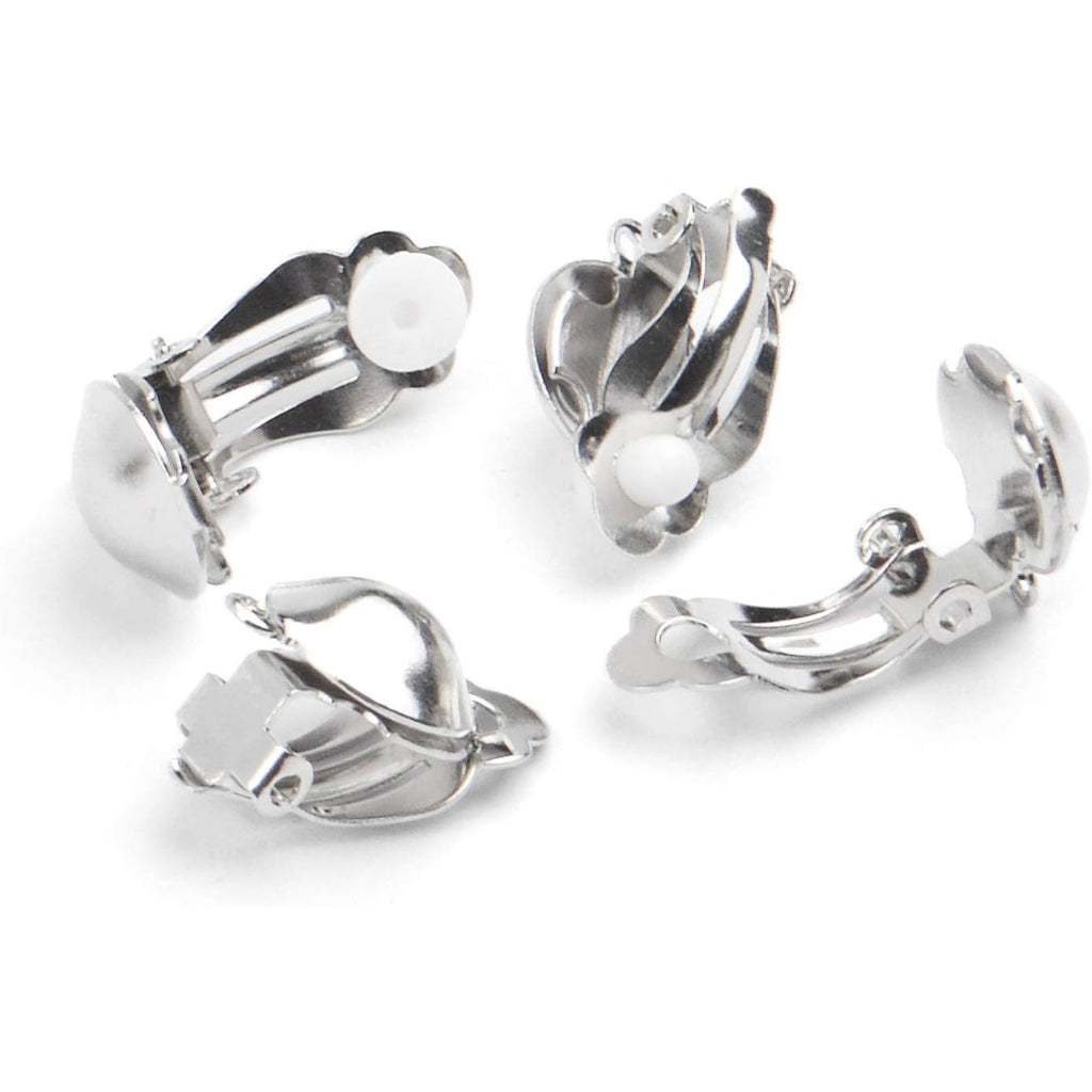 20 Pieces Clip On Earring Converter Non-Pierced Earrings Components with Loop and 20 Pieces Earring Cushions for Earring Making,Sliver and Gold