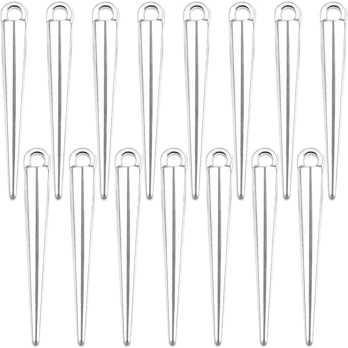 50pcs Antique Silver Spike Bead Pendants Tibetan Alloy Long Bullet Spike Charms Vintage Cone Shape Dangle Pendants for DIY Necklace Earrings Jewelry Making Supplies