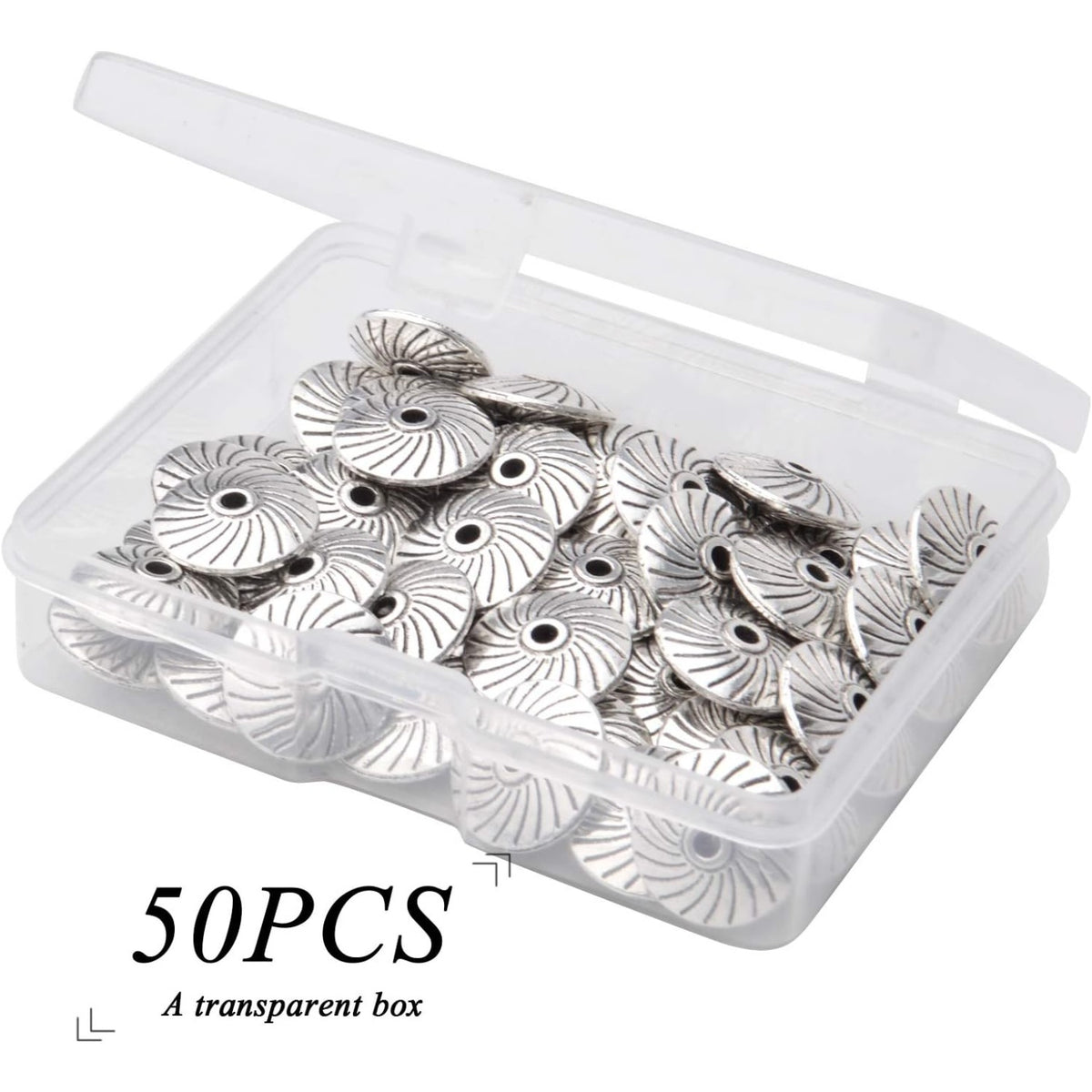 50pcs Antique Silver Gear Spacer Bead Alloy Tibetan European Spacers Round Beads Jewelry Bead Charms with A Box for DIY Bracelets Jewelry Making,11.5×3.5×2mm