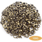 100 Gram Antique Bronze Bail Tube Beads Vintage Tibetan Alloy Bail Beads Connectors Spacer Bead Hanger Links for DIY European Bracelet Jewelry Crafts Making, 5 Styles