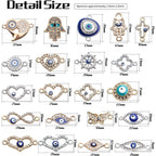 Evil Eye Connector Charms, 22pcs Enamel Rhinestone Diamond Heart Infinity Butterfly Hand of Fatima Jewelry With 2 Holes for DIY Bracelet Earrings Necklace
