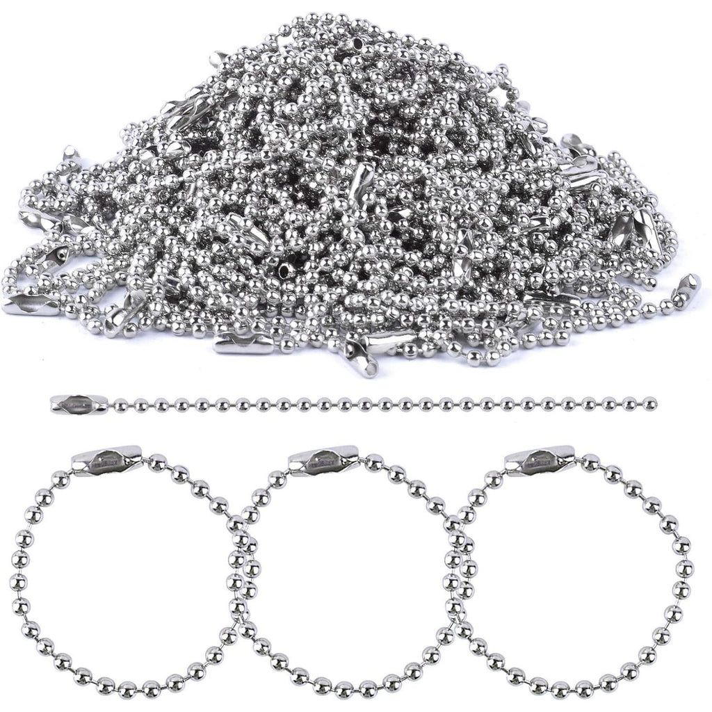 200 Pieces Ball Bead Chains Bead Connector Clasp 2.4 mm Diameter Keychain Tag Key Rings 100mm Long