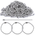 200 Pieces Ball Bead Chains Bead Connector Clasp 2.4 mm Diameter Keychain Tag Key Rings 100mm Long