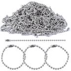 200 Pieces Ball Bead Chains Bead Connector Clasp 2.4 mm Diameter Keychain Tag Key Rings 100mm Long
