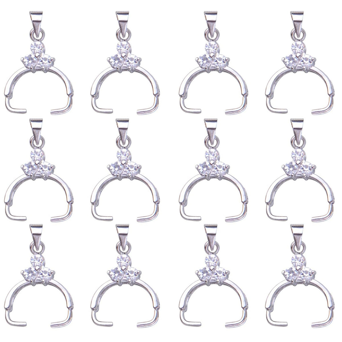 12pcs Cubic Zirconia Pinch Bails Brass Pinch Clip Bail Clasp Dangle Charm Clip Buckle Beads Pendant Connector for DIY Jewelry Making Handmade Decoration, 2 Colors