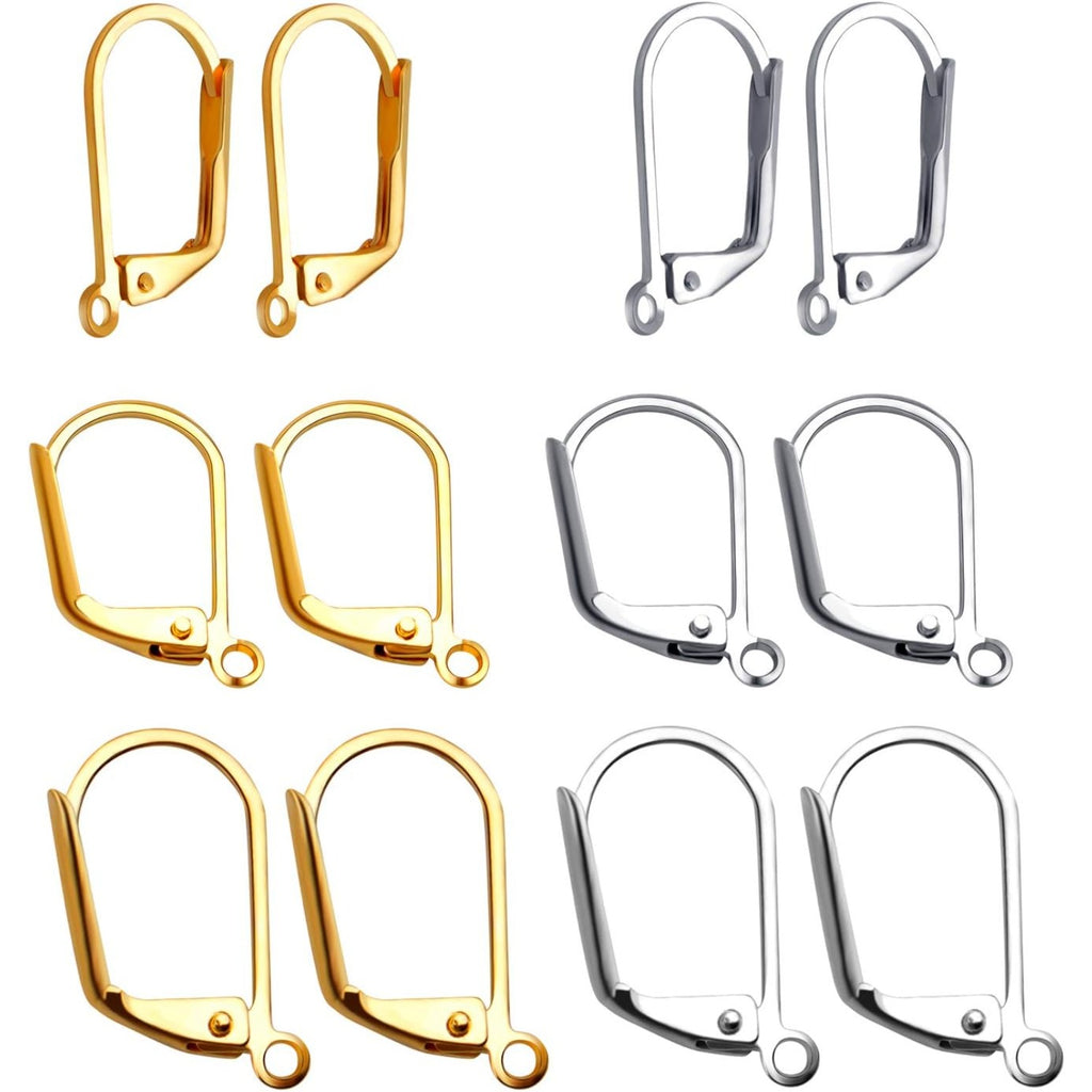 100 Pieces Leverback Earring Hooks French Earwires Replacement Jewellery Making Gold and Silver