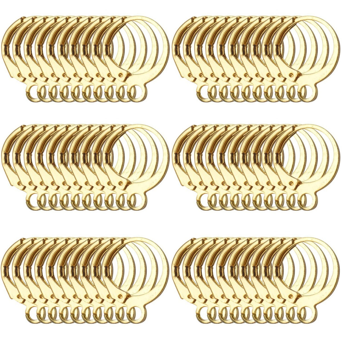 60pcs French Round Earring Hooks Leverback, 30 Pairs, 6 Colors, Simple Design, Polished Finish, Nickel &, Suitable for Jewelry Making & Crafting