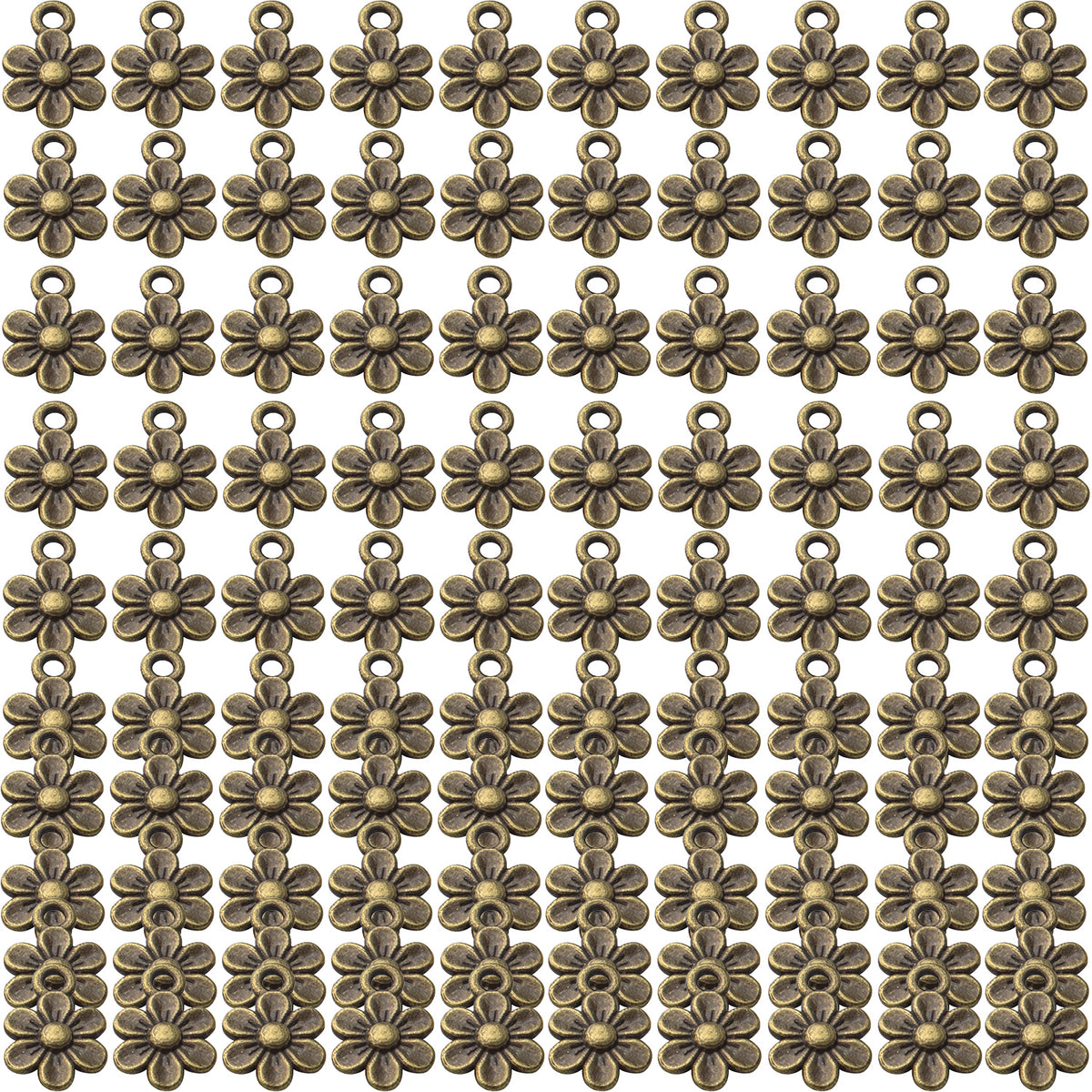 100pcs Alloy Flowers Charms Pendants Vintage Flower Charm Bead Jewelry Finding Pendants Craft Supplies Pendant for DIY Necklace Earring Crafts Making,4 Colors