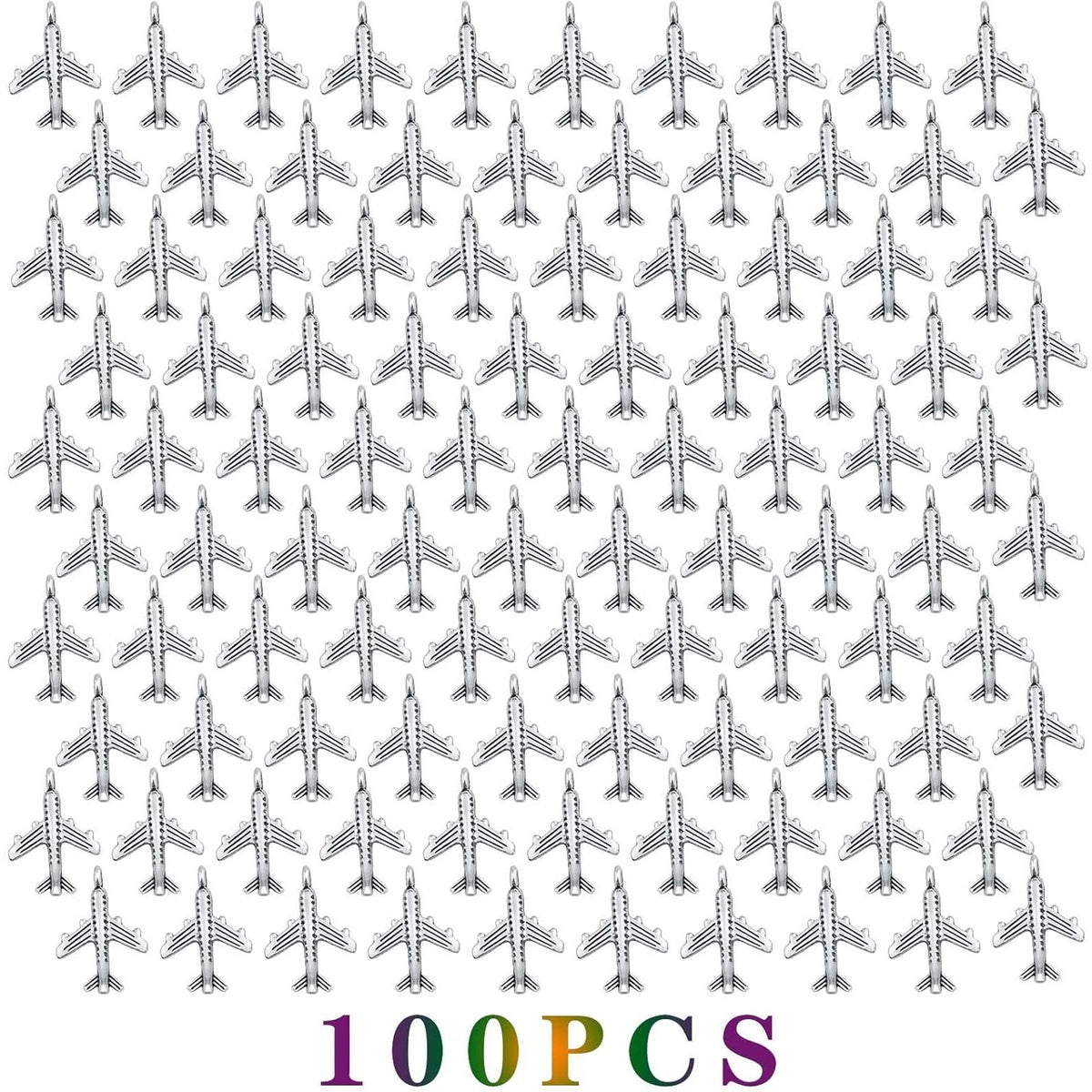 100 Pieces Antique Silver Aircraft Plane Pendant Charms Alloy Airplane Dangle Charms Craft Supplies for DIY Necklace Bracelet Jewelry Making Findings