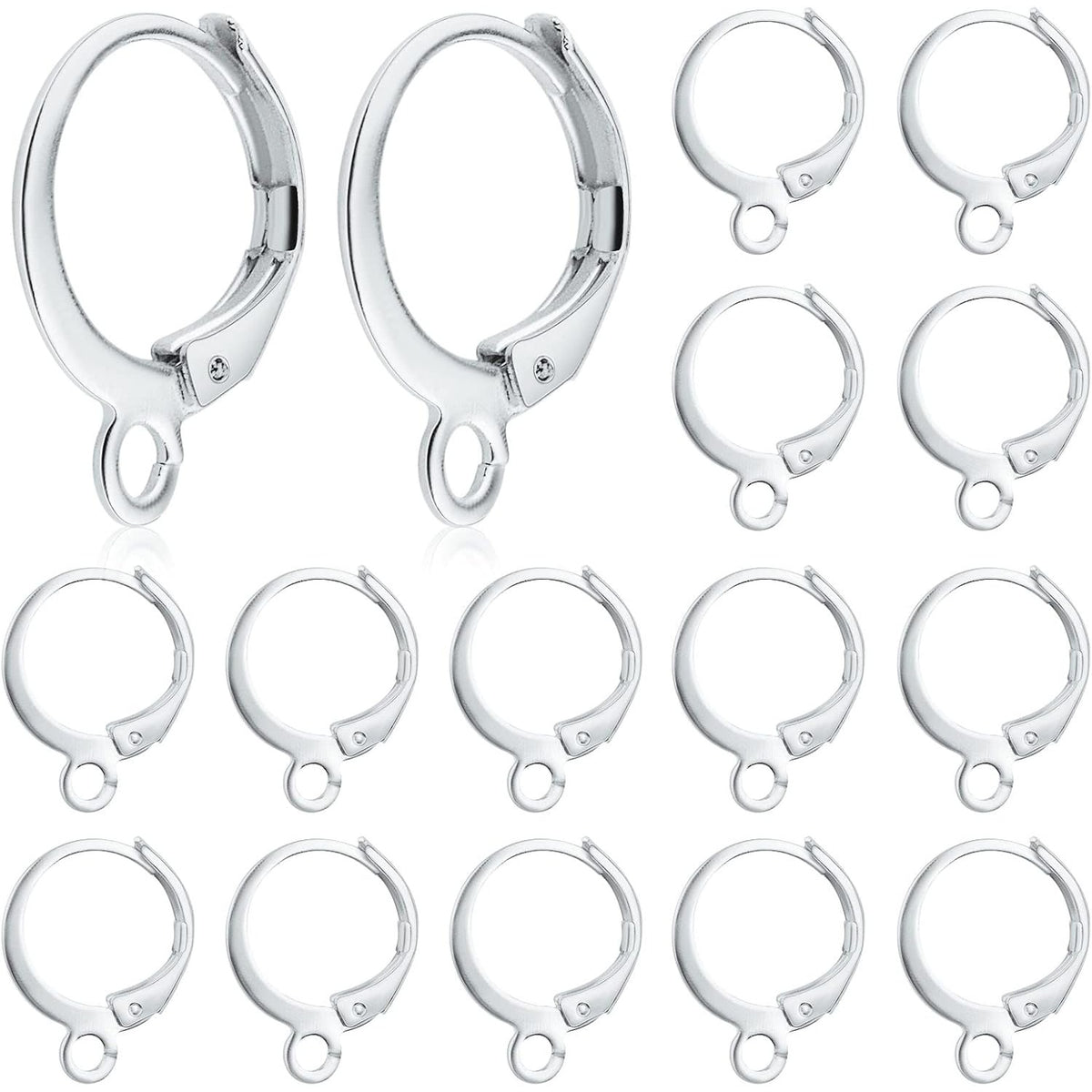 Hypoallergenic Earring Hooks, 120 Pieces Brass Lever Back Earring Round French Hook Ear Wire with Open Loop for Earring Designs Jewelry Making - 4 Colors