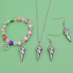 50pcs Antique Silver Skull Bird Head Charms Tibetan Style Alloy Raven Bird Skull Skeleton Pendant Charms for Halloween Witch Pagan DIY Jewelry Making