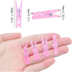 100 Pieces Clear Plastic Clothespins Mini Transparent Craft Clips Pictures Paper Peg Pins for Hanging Photos String Fairy Lights Wedding Party Decor, Pink