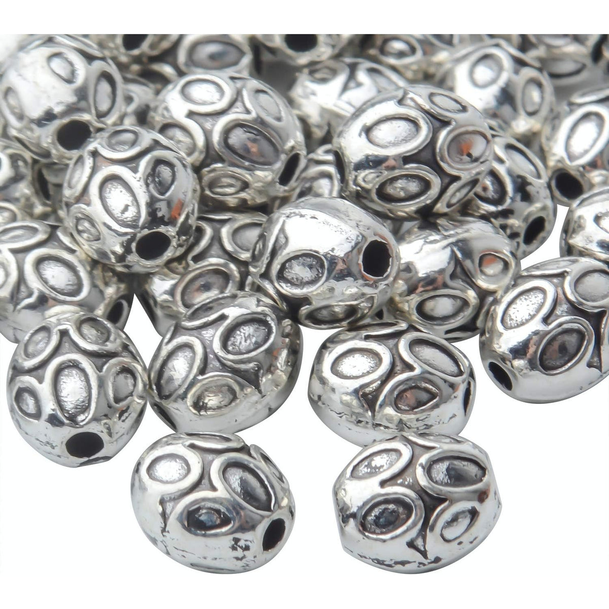 100pcs Antique Silver Tube Spacer Bead Tibetan Alloy Spacers Oval Bead Spacers Jewelry Spacer Charms with A Box for DIY Jewelry Crafts Making Supplies