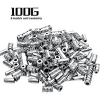 100g (About 80-150pcs) Assorted Column Spacer Beads Tibetan Silver Tube Beads for Bracelet Necklace Jewelry Making Crafts DIY,7 Styles,4-16mm