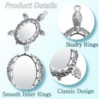 10pcs 2 Colors Antique Turtle Bezel Pendant Settings Blank Turtle Pendant Trays with 10pcs Clear Oval Glass Cabochons Bases for DIY Art Crafts Photo Cameo Resin Jewelry Making