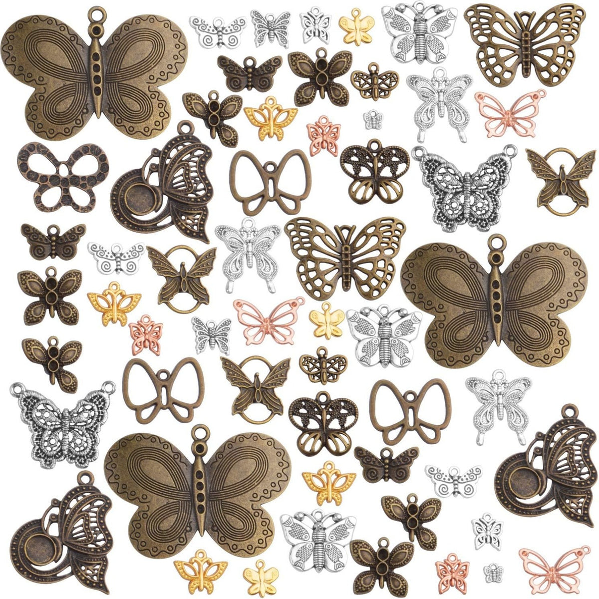 100g Mixed Butterfly Charms Vintage Fly Insect Pendant Charms for Necklace Bracelet Jewelry Making Crafting