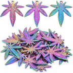 20pcs Alloy Maple Leaves Pendant Charms Marijuana Leaf Cannabis Tree Leaves Dangle Pendants for DIY Necklace Bracelet Earrings Jewelry Craft Making, Rainbow Color