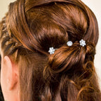 24pcs Silver Pearl Hair Pins Headpiece Metal U-shaped Rhinestone Flower Embellished Bobby Pins Bridal Hair Accessories for Women Girls Bride Bridesmaid Wedding, 4 Styles