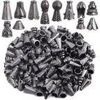 100 Gram (About 110-150pcs) Assorted Styles Cone Bead Caps Tibetan Alloy Flower Spacer Bead Caps Tassel End Caps for DIY Crafts Jewelry Making Supplies, Gun Black