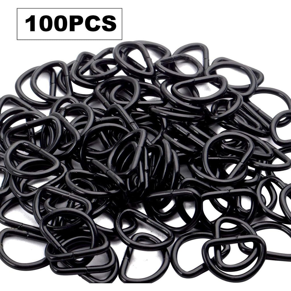 100 Pieces 1/2inch Metal Non Welded Black D Ring Buckles D-Ring Loop for Handbag Purse Clothes DIY Accessories