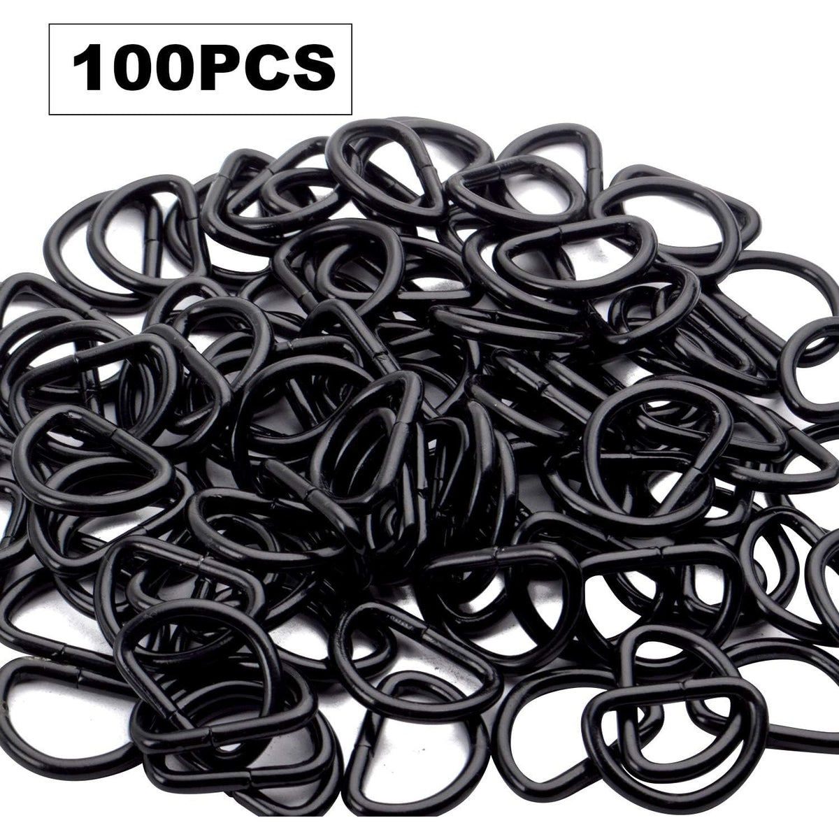 100 Pieces 1/2inch Metal Non Welded Black D Ring Buckles D-Ring Loop for Handbag Purse Clothes DIY Accessories