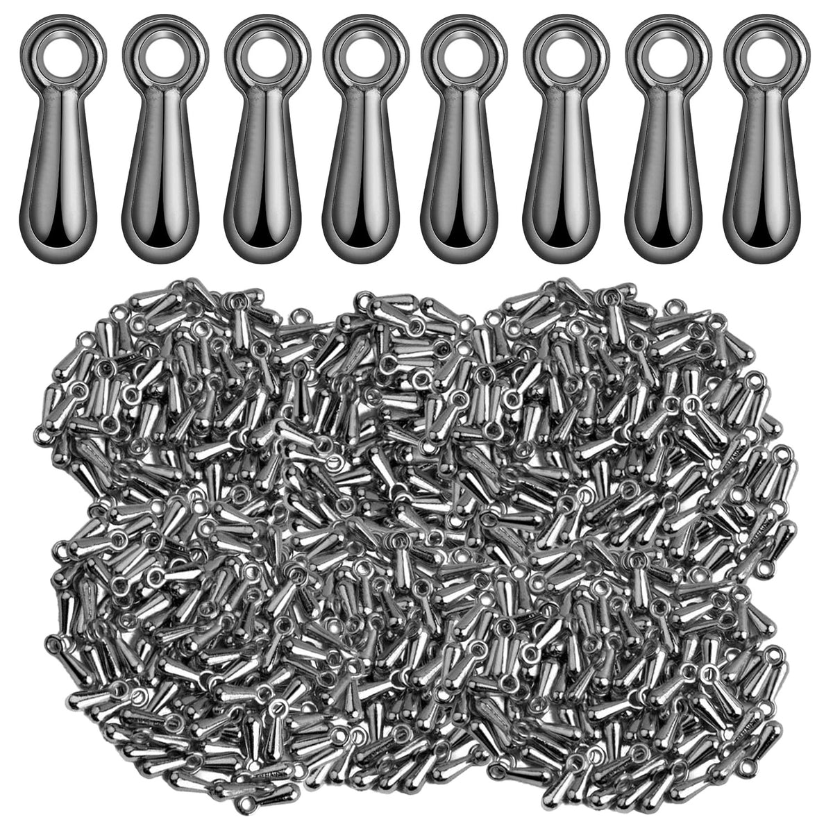 600pcs 6 Colors Teardrop Bead Charms Oval Extender Chain End Drop Dangle Charms Droplet Tail Chain Pendants for DIY Necklace Bracelet Jewelry Making Craft Decor