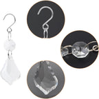 12 Pieces Clear Glass Crystal Chandelier Prisms Maple Leaf Hanging Crystals Pendant Parts Replacements with Hooks for Window Chandelier Wedding Christmas Tree Decoration