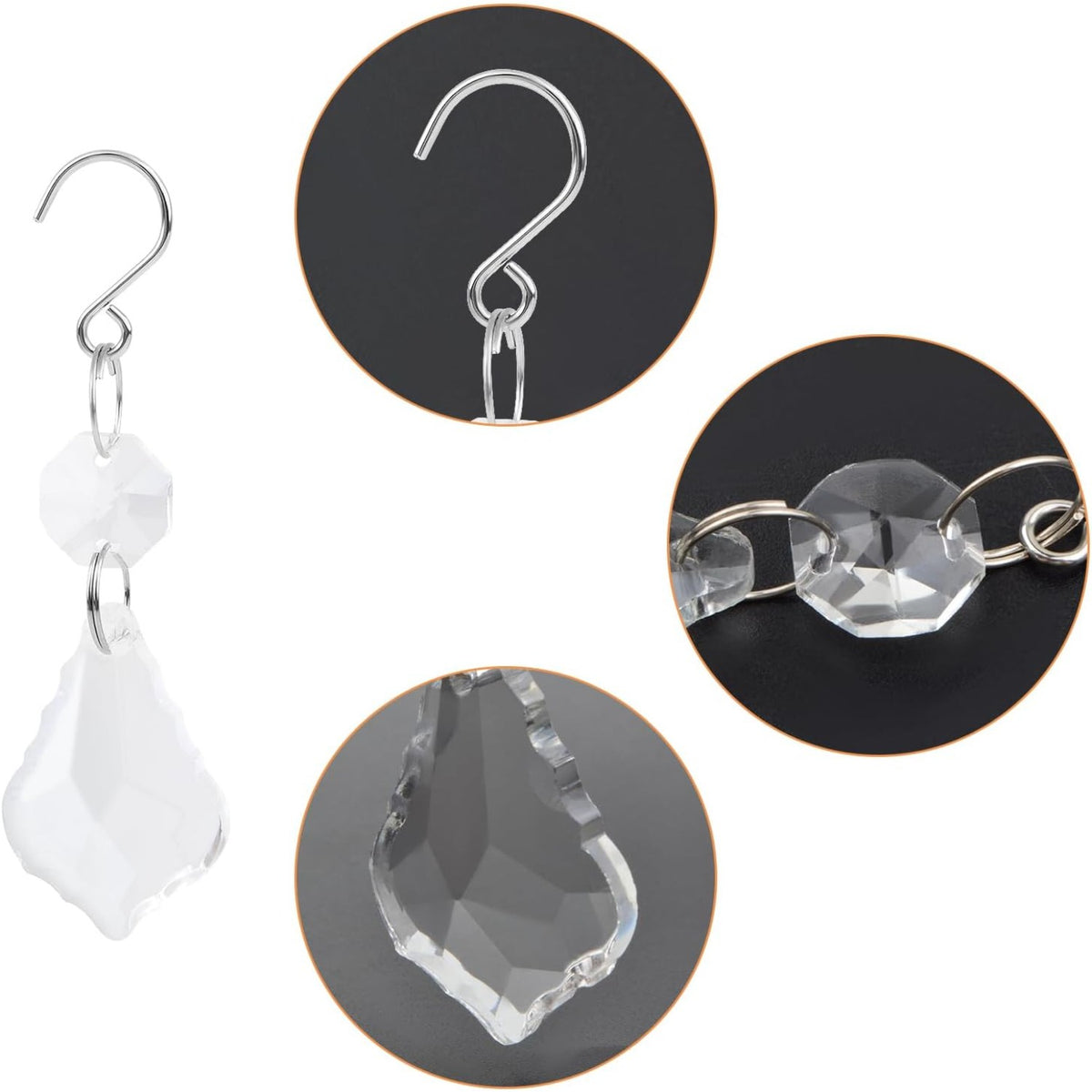 12 Pieces Clear Glass Crystal Chandelier Prisms Maple Leaf Hanging Crystals Pendant Parts Replacements with Hooks for Window Chandelier Wedding Christmas Tree Decoration