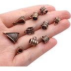 100g (About 120-170pcs) Mixed Antique Copper Bail Beads,Spacer Bead,Bail Tube Beads,Bracelet Charms,Necklace Pendants for Jewelry and Craft Making