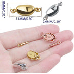 3 Pieces Pearl Locking Necklace Clasps Brass Oval Clasp Converter Closures Connector Chain Extenders for Necklace Bracelet Anklet Jewelry Making, 3 Colors