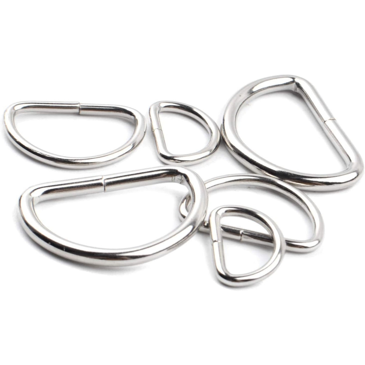 60pcs Assorted Multi-Purpose Metal D Ring Semi-Circular D Ring for Hardware Bags Ring Hand DIY Accessories - 1/2 Inch, 3/4 Inch, 1 Inch