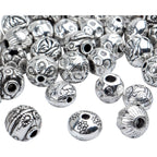 100g (About 40-60pcs) Antique Silver Spacer Beads Small Round Tibetan Loose Beads for Bracelet Necklace Jewelry Making,8-12mm
