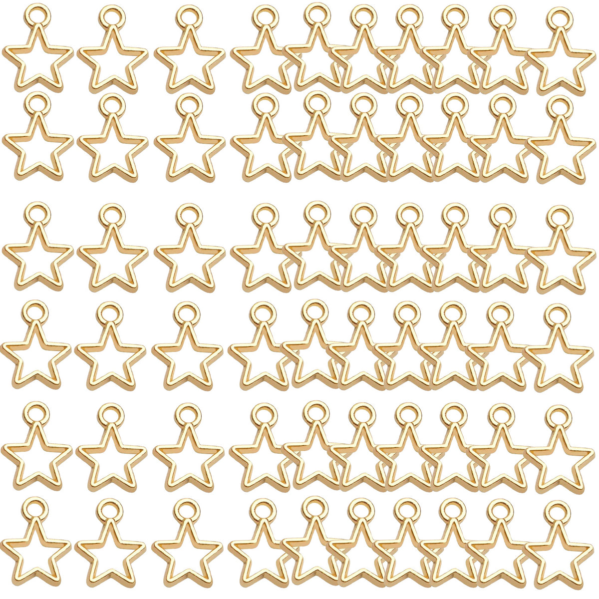 60pcs Mini Star Shaped Charms European Style Charm Hollow Star Charm Jewelry Charms Pendants for DIY Necklaces Bracelets Jewelry Accessories, 6 colors