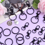 30pcs Swivel Trigger Snap Hooks Metal Keychain Clip Hooks Lobster Claw Clasps with 30pcs Key Rings for Keychains Lanyard Purse Handbag Craft Projects Decor, Black