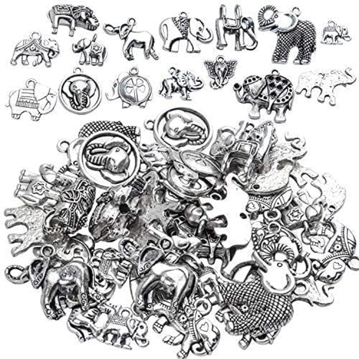 100g Antique Silver Elephant Charms Tibetan Animal Charms Pendants for Bracelets Necklace Jewelry Making