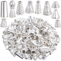100 Gram (About 110-150pcs) Mixed Styles Cone Bead Caps Tibetan Alloy Flower Spacer Bead Caps Tassel End Caps for DIY Bracelet Necklace Jewelry Craft Making, Bright Silver