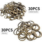 Bronze Lobster Claw Clasp Keychain,30 Pieces Swivel Clasps and 30 Pieces Keychain Rings for Craft Project Making
