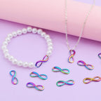 20 Pieces Rainbow Color One Direction Infinity Symbol Charms Alloy Number 8-Shaped Infinite Sign Pendants Links for DIY Bracelet Necklace Jewelry Making Findings